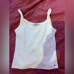 White ribbed cotton tank top
